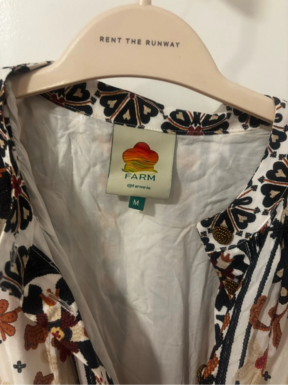 FARM Rio White Mini Dress with Black & Tan Floral Embroidery - Picture 4 of 5